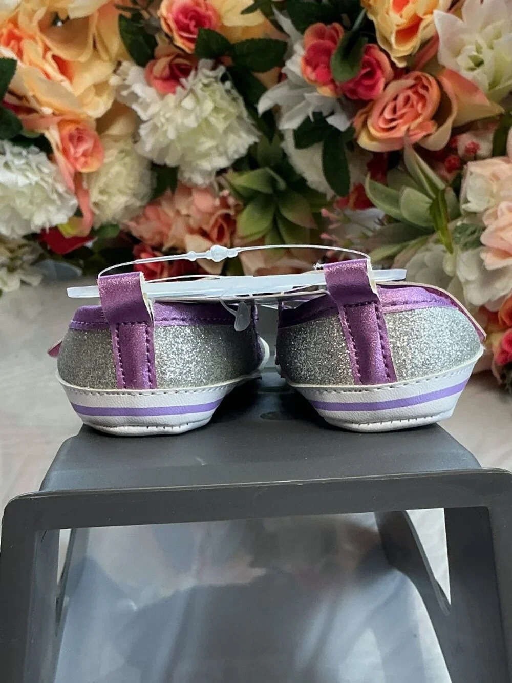 4/$30 Bundle 🌈 Child of Mine Silver Glitter Purple Baby Mary Jane Shoes 0–3M